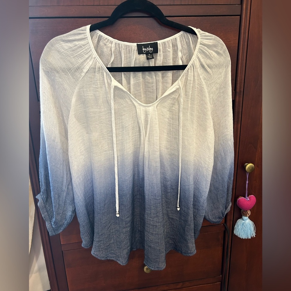 By and By White and Blue Ombre Blouse